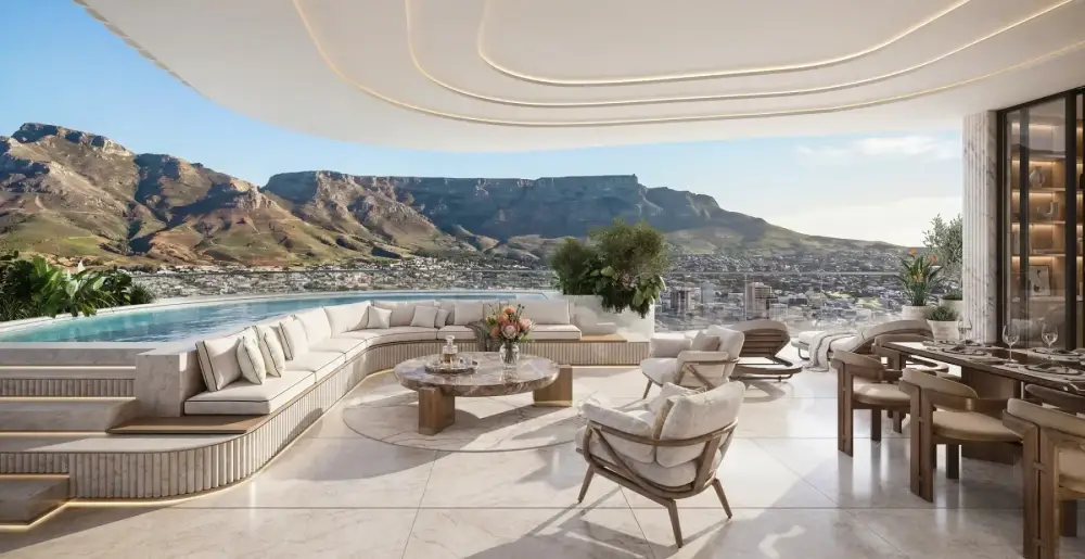 Rooftop pool with Table Mountain backdrop