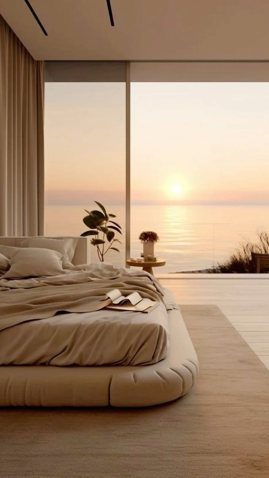 Luxury bedroom with ocean view