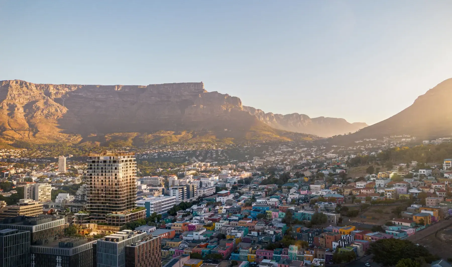 Aerial view of The Madison location with Table Mountain backdrop